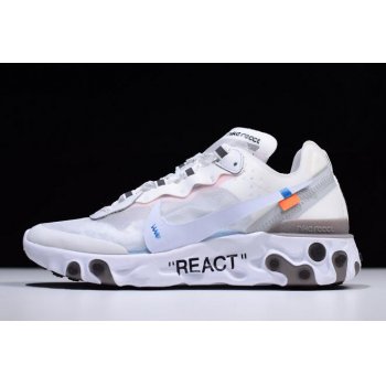 2018 Off-White x Undercover x Nike React Element 87 White Cone-Ice Blue AQ0068-100 Shoes